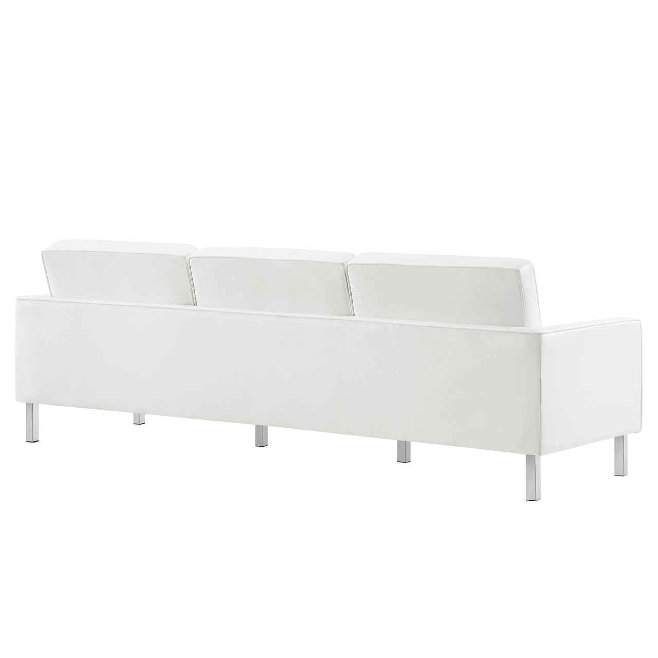 Luma Upholstered Faux Leather Sofa, Silver & White