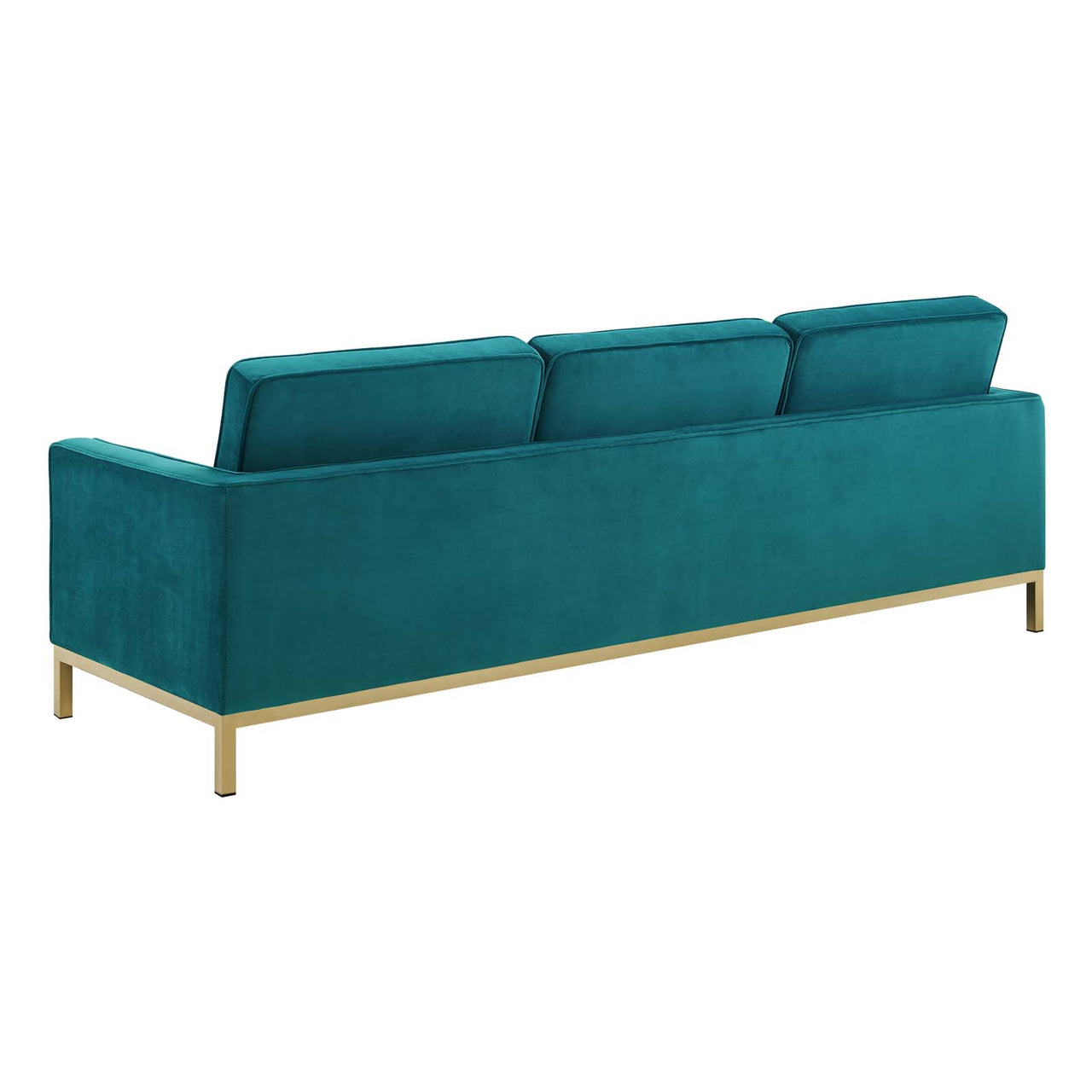 Luma Upholstered Velvet Sofa, Gold & Teal