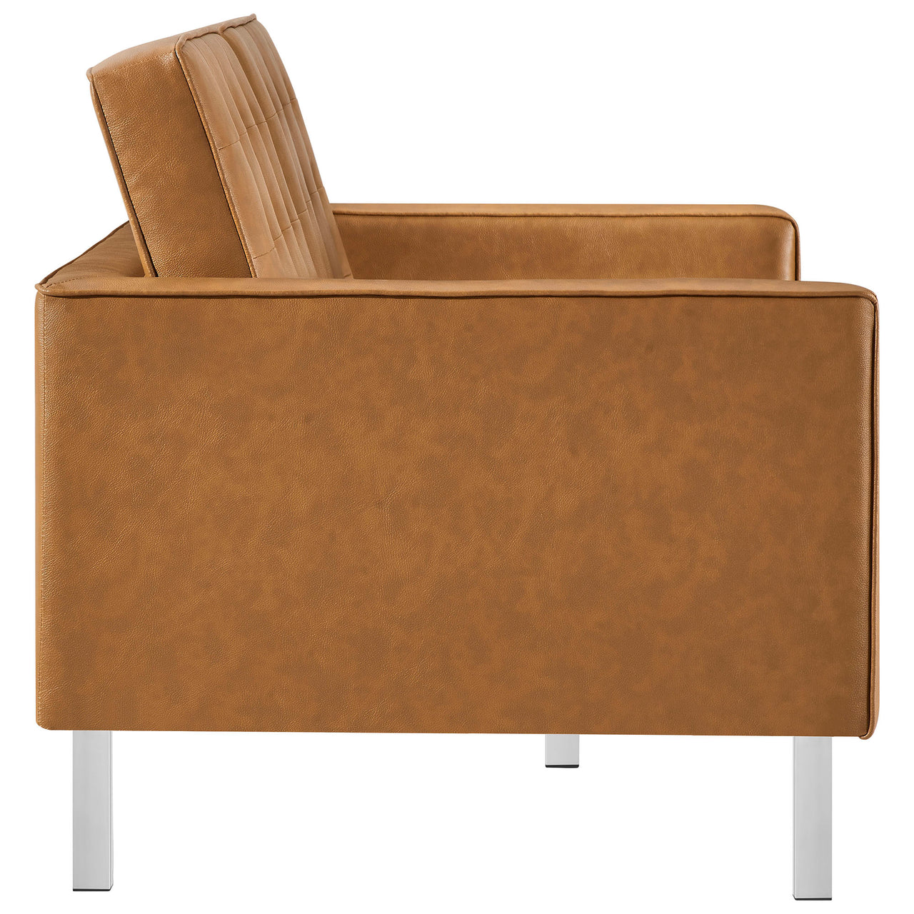 Luma 2-Piece Upholstered Faux Leather Furniture Set, Silver & Tan