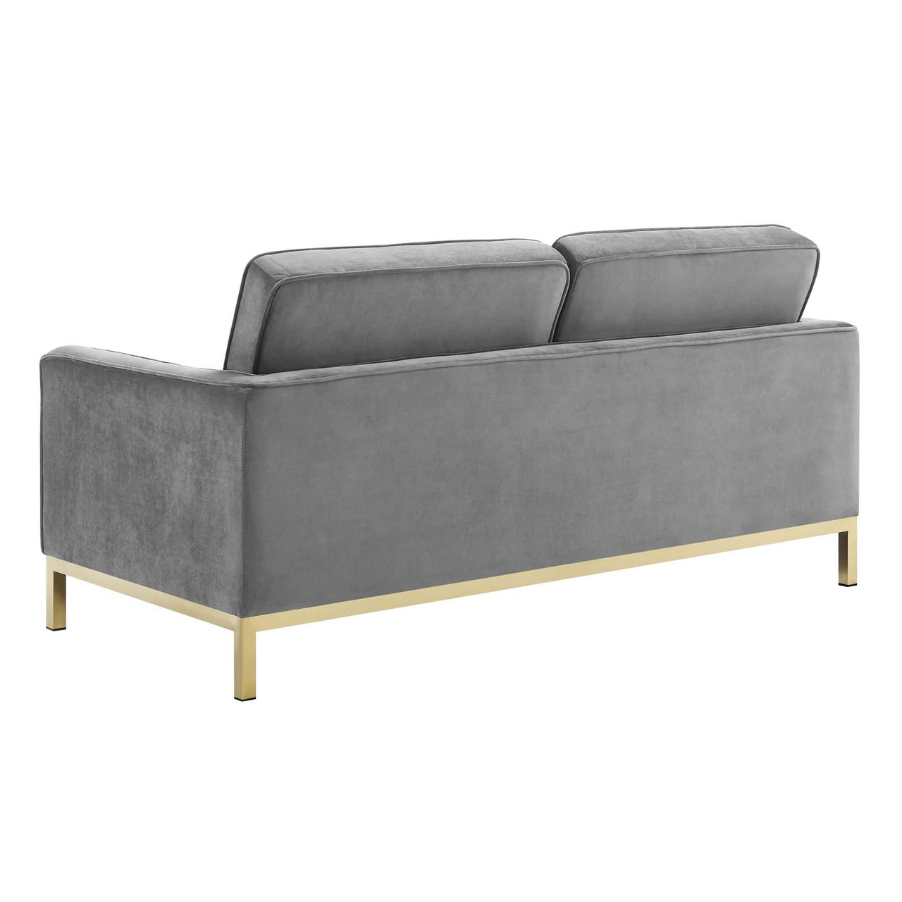 Luma Upholstered Velvet Loveseat, Gold & Gray