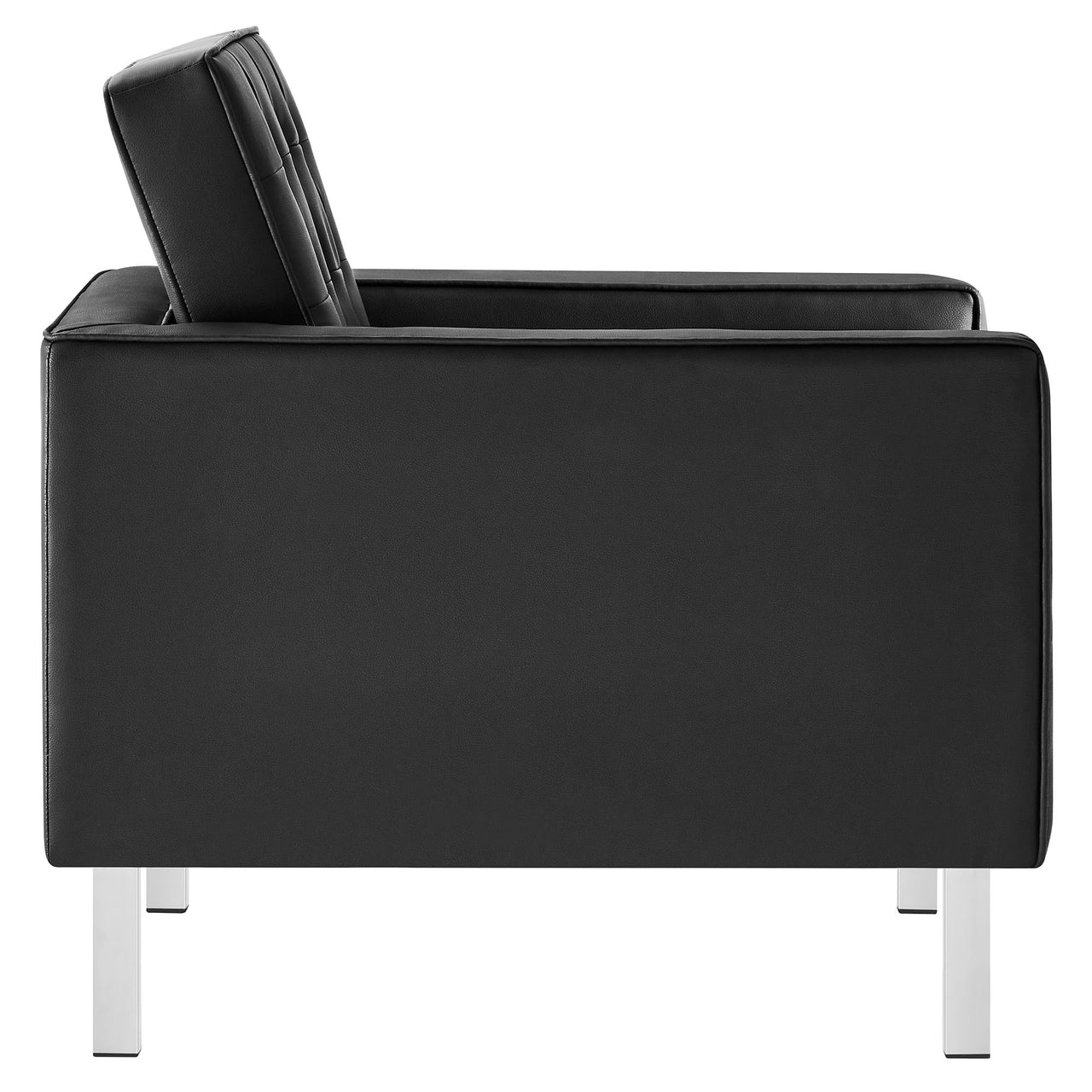 Luma Upholstered Faux Leather Armchair, Silver & Black