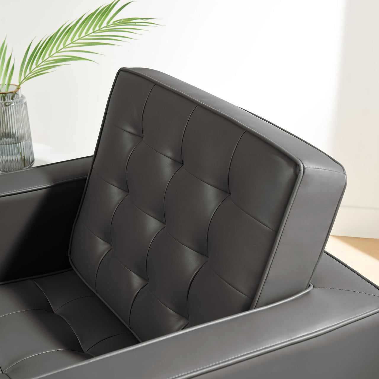 Luma Upholstered Faux Leather Armchair, Silver & Gray