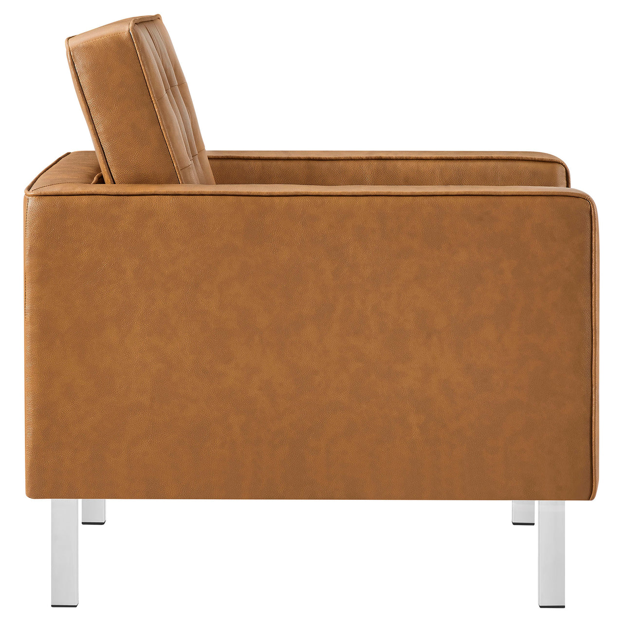 Luma Upholstered Faux Leather Armchair, Silver & Tan