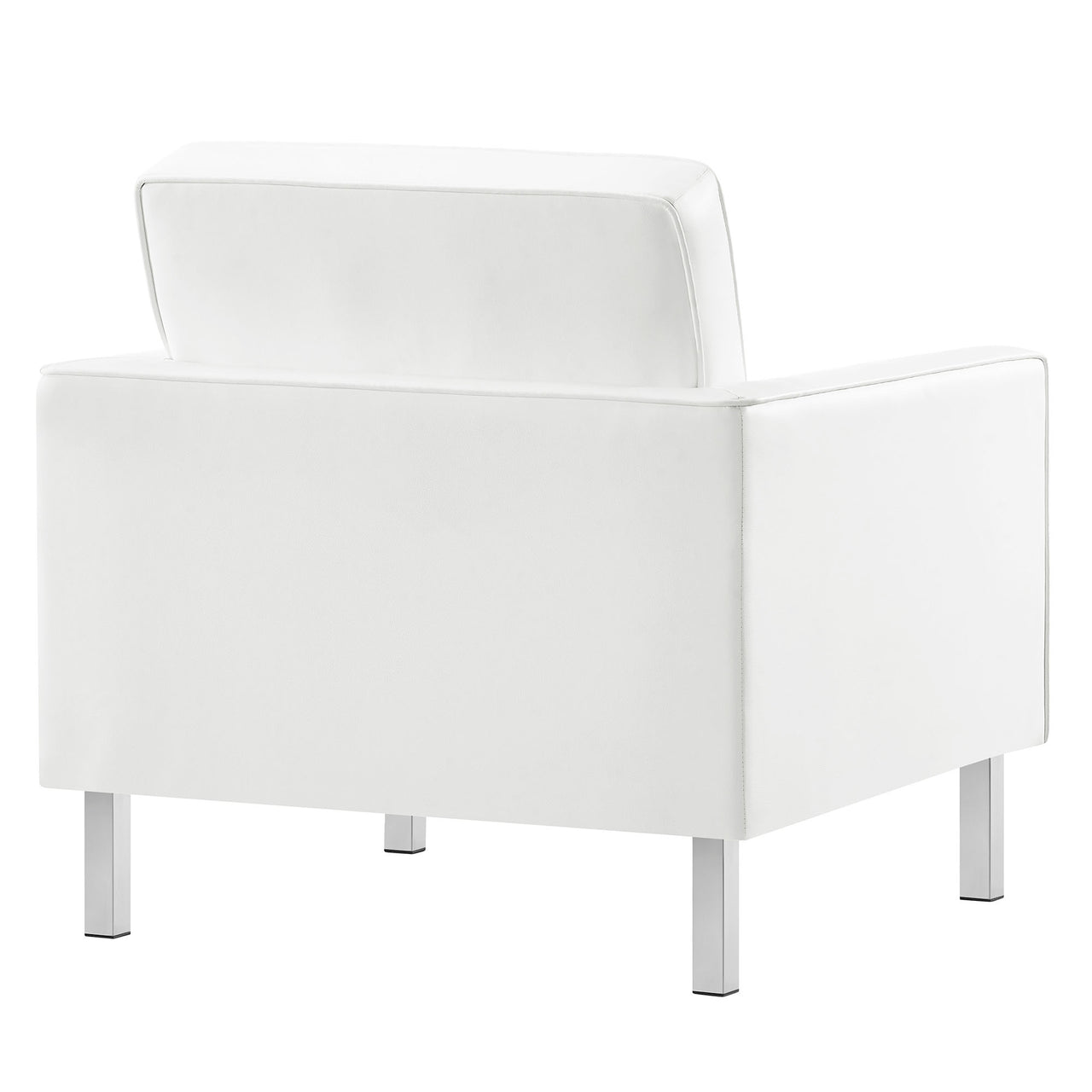 Luma Upholstered Faux Leather Armchair, Silver & White
