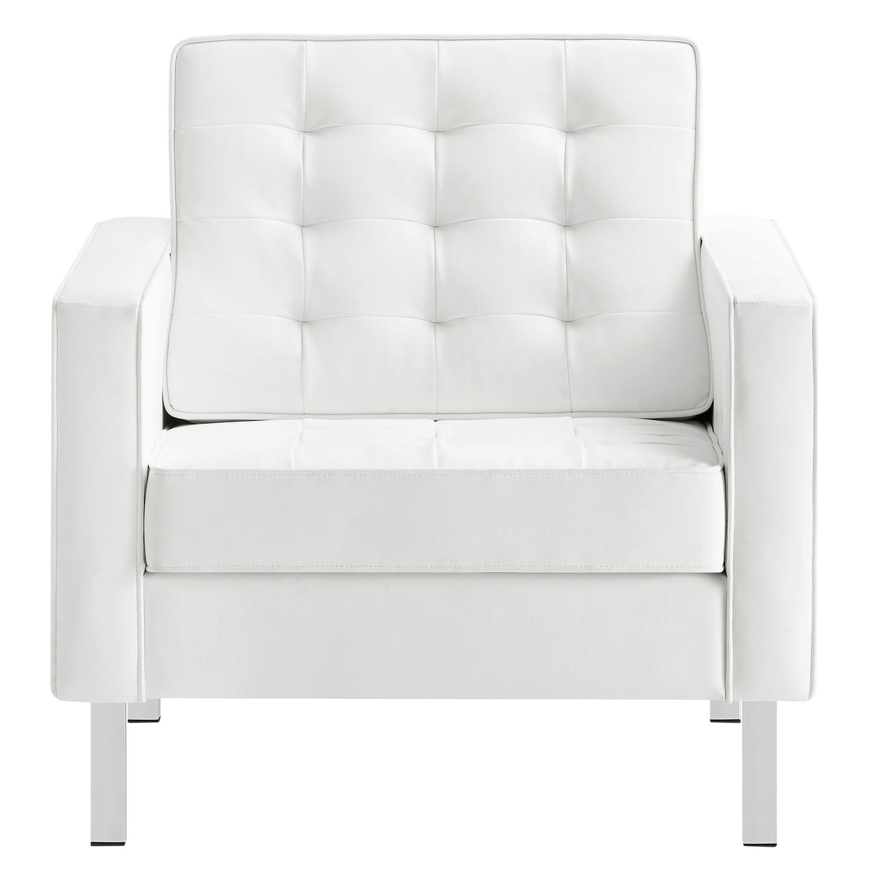 Luma Upholstered Faux Leather Armchair, Silver & White