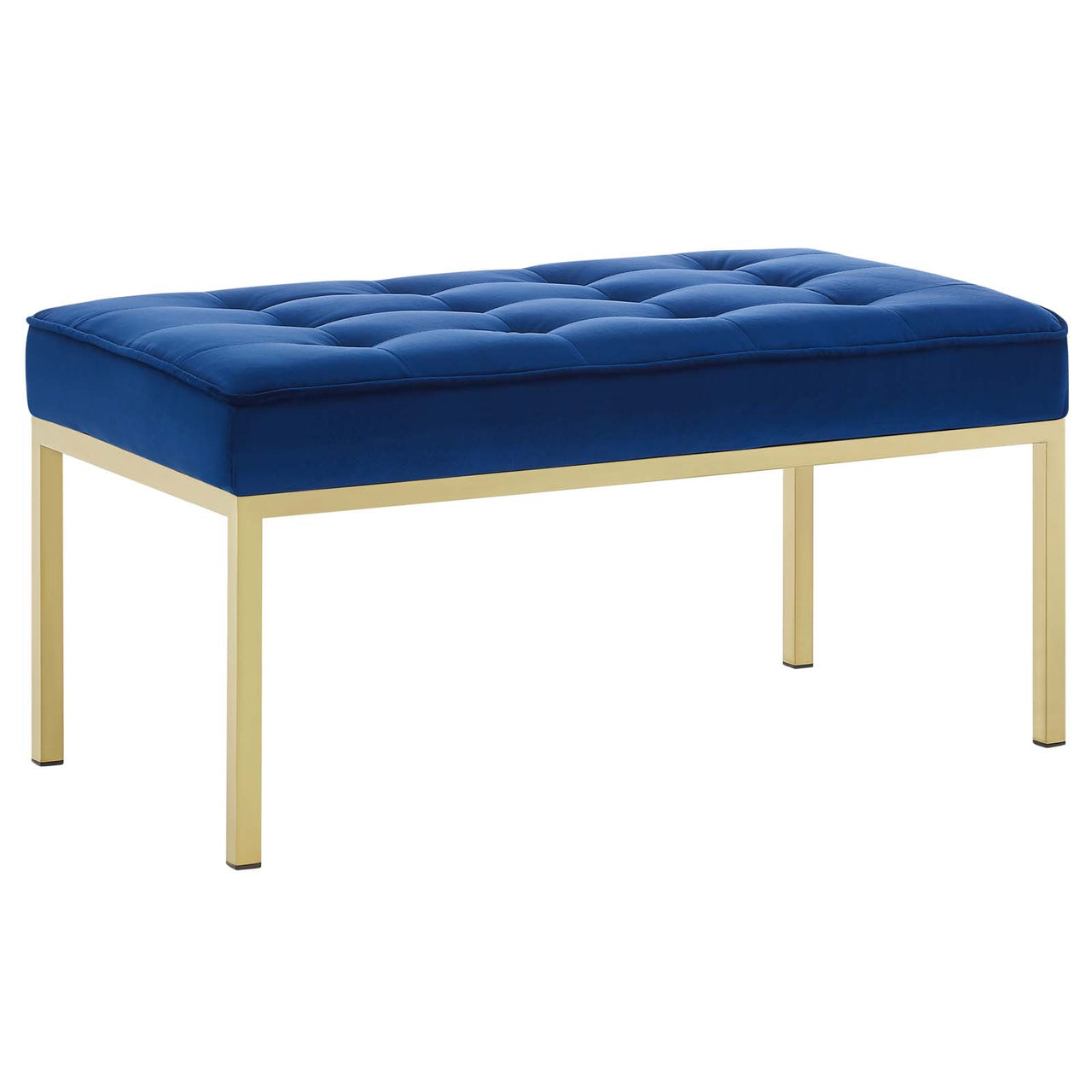 Luma Upholstered Velvet Bench, Gold & Navy