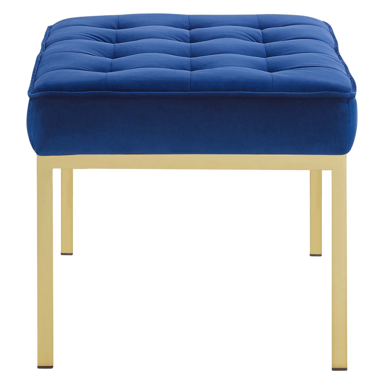 Luma Upholstered Velvet Bench, Gold & Navy