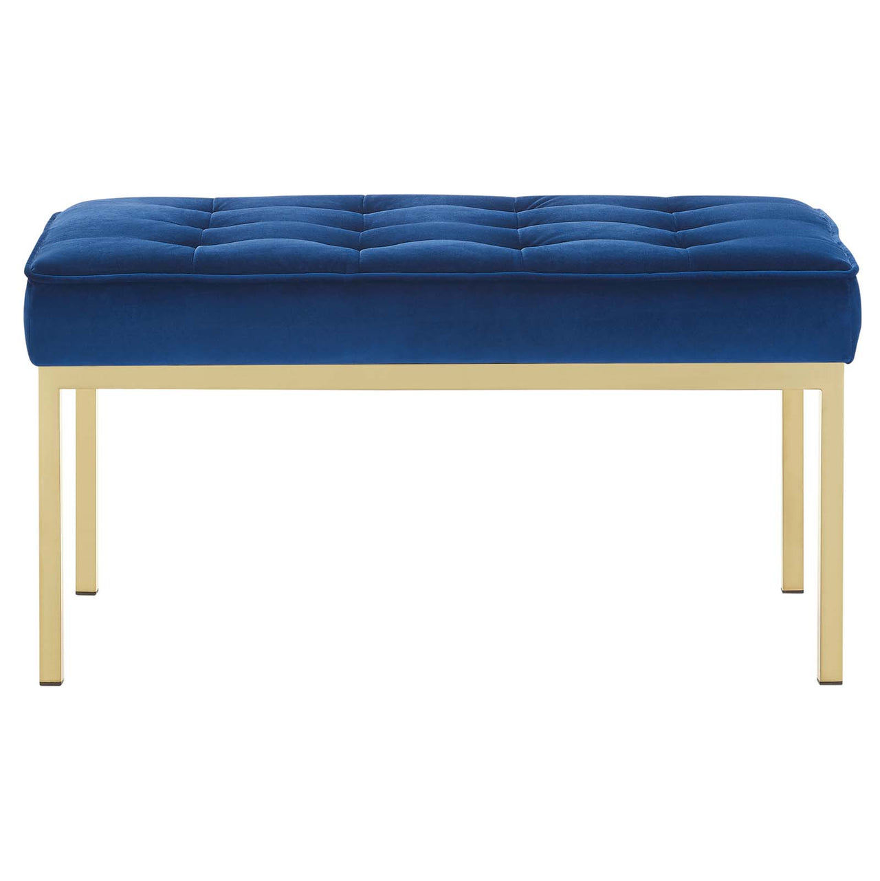 Luma Upholstered Velvet Bench, Gold & Navy