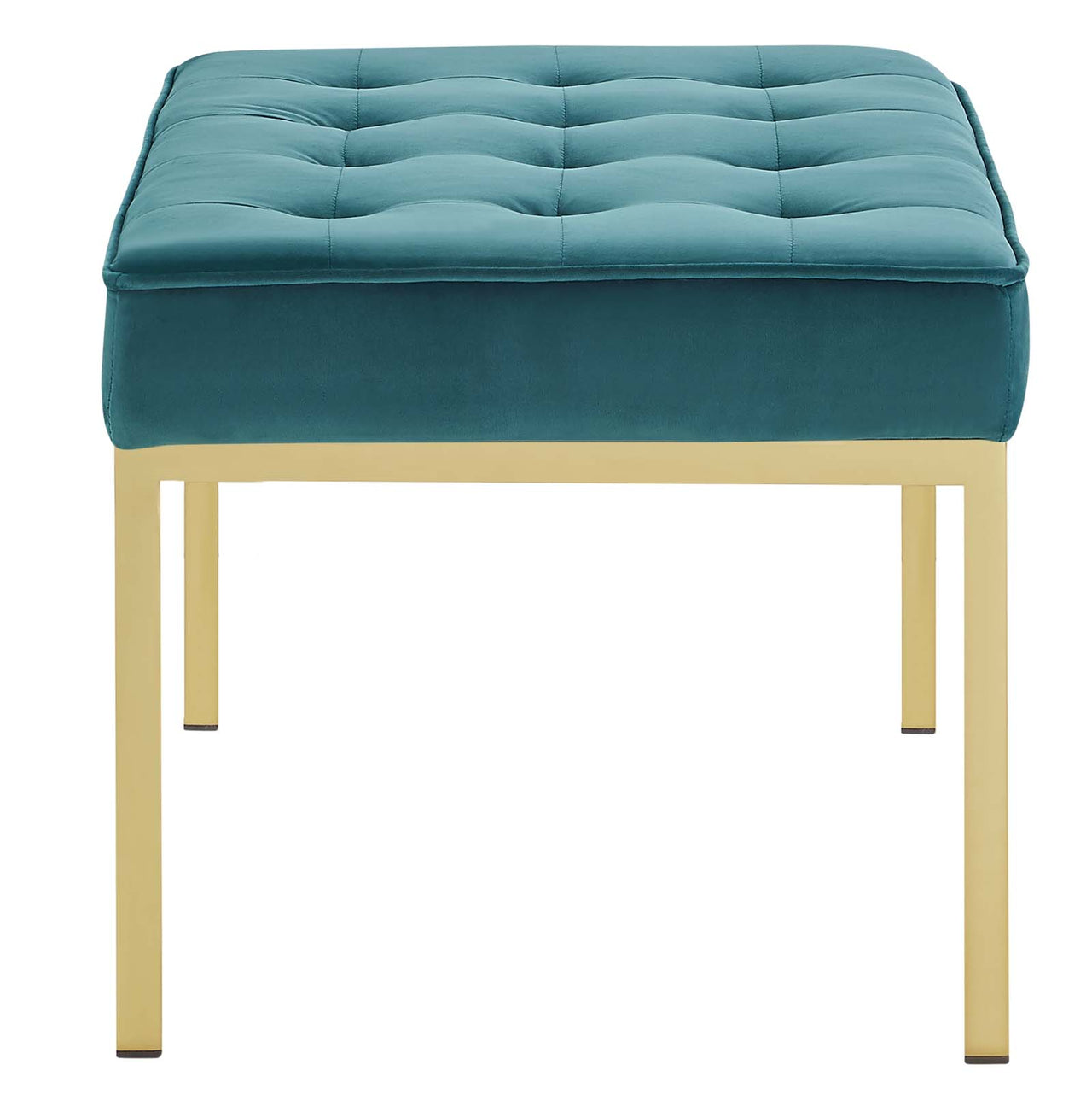 Luma Upholstered Velvet Bench, Gold & Teal