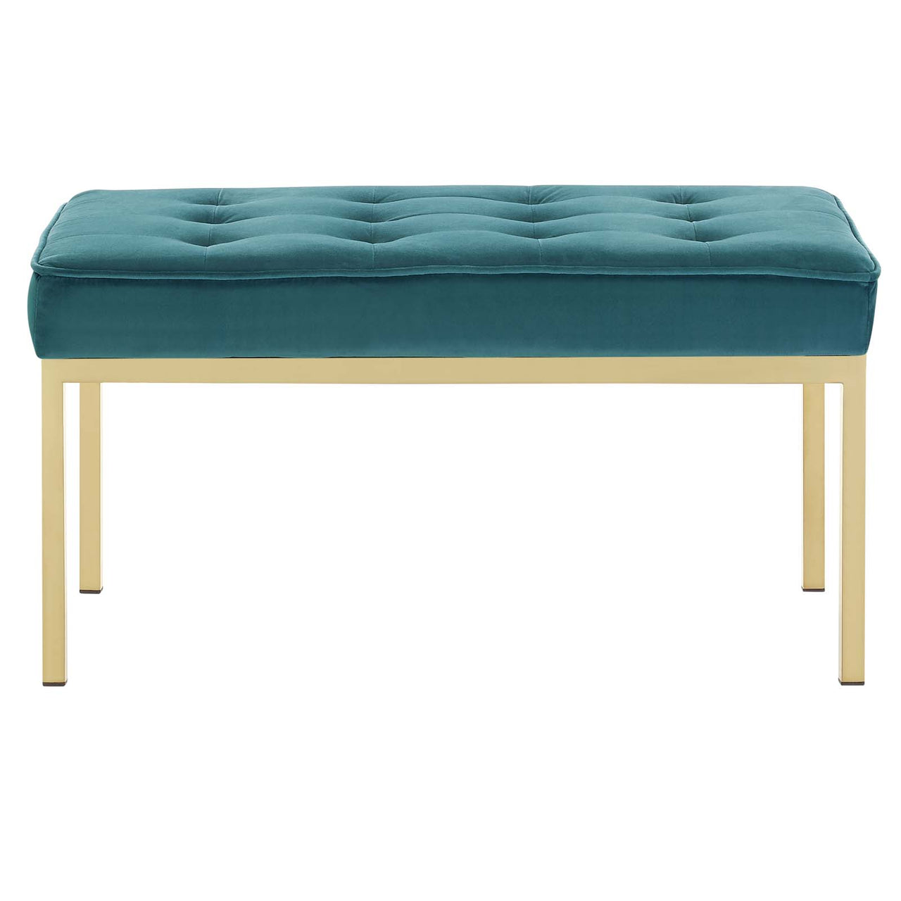 Luma Upholstered Velvet Bench, Gold & Teal