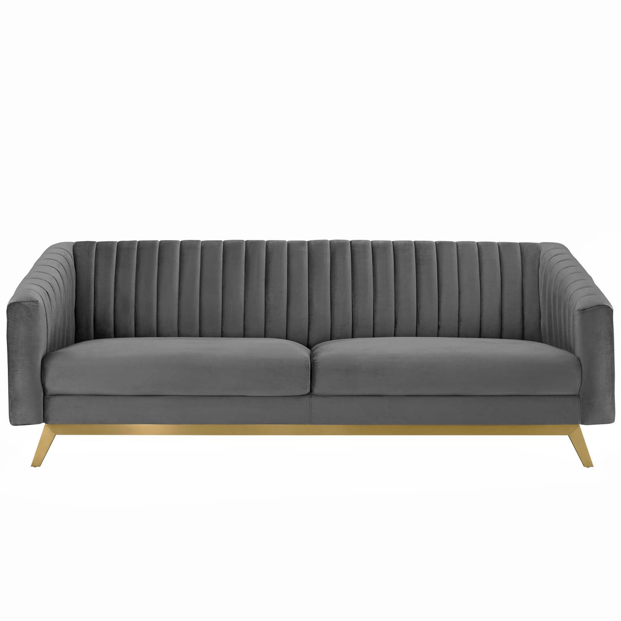 Elvarra Velvet Sofa, Gray