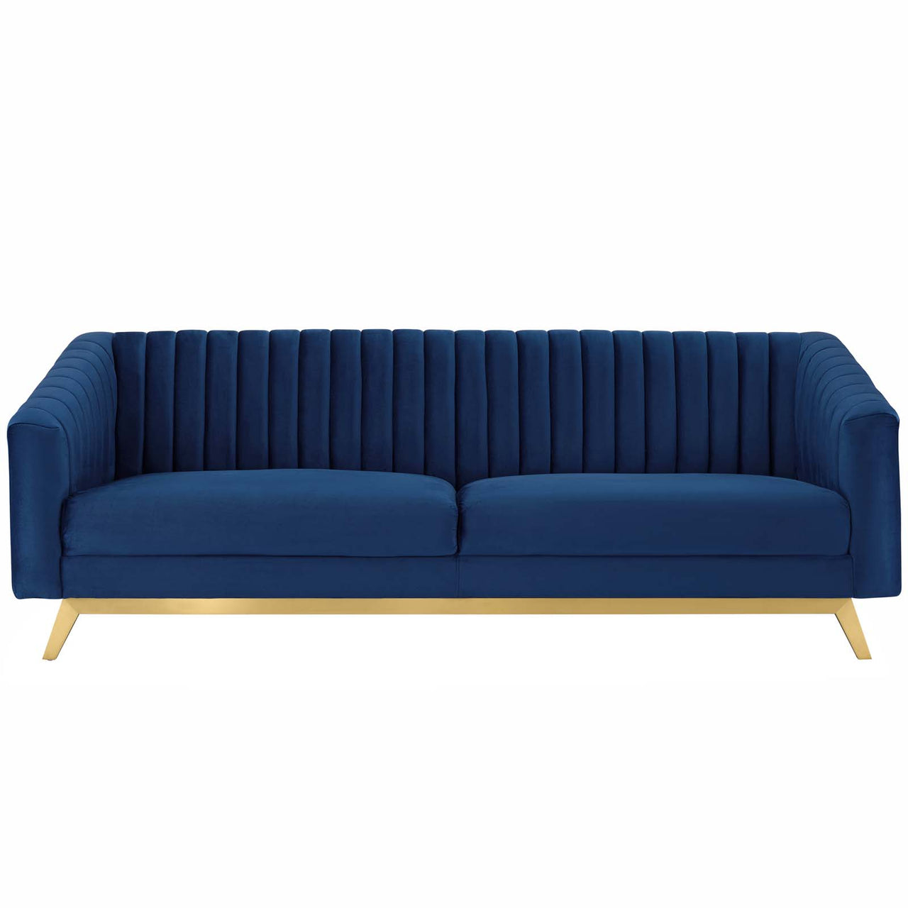 Elvarra Velvet Sofa, Navy
