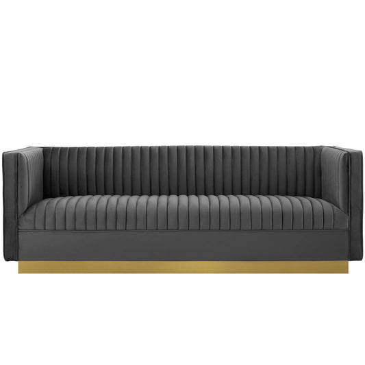 Vladimir Velvet Sofa, Gray