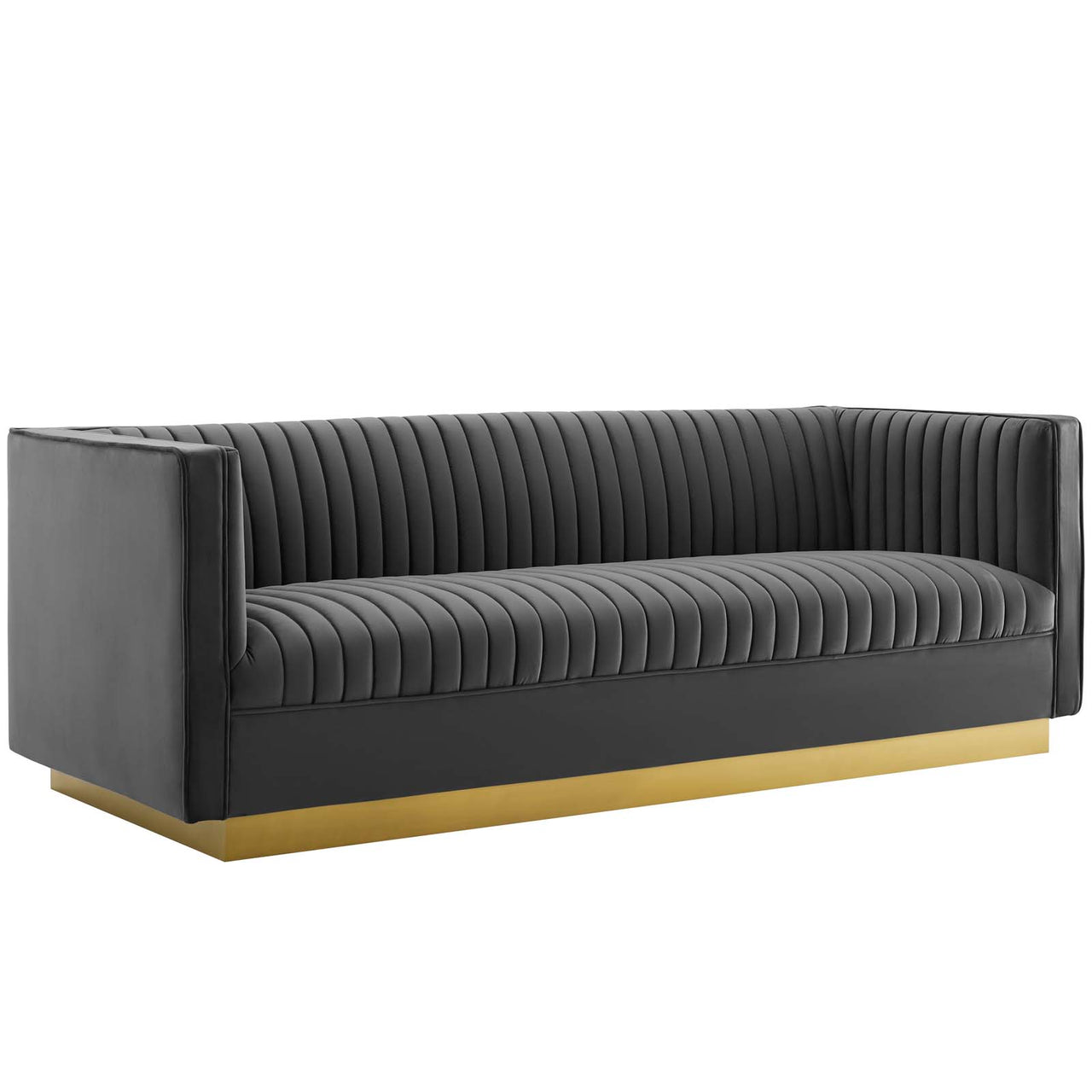 Vladimir Velvet Sofa, Gray