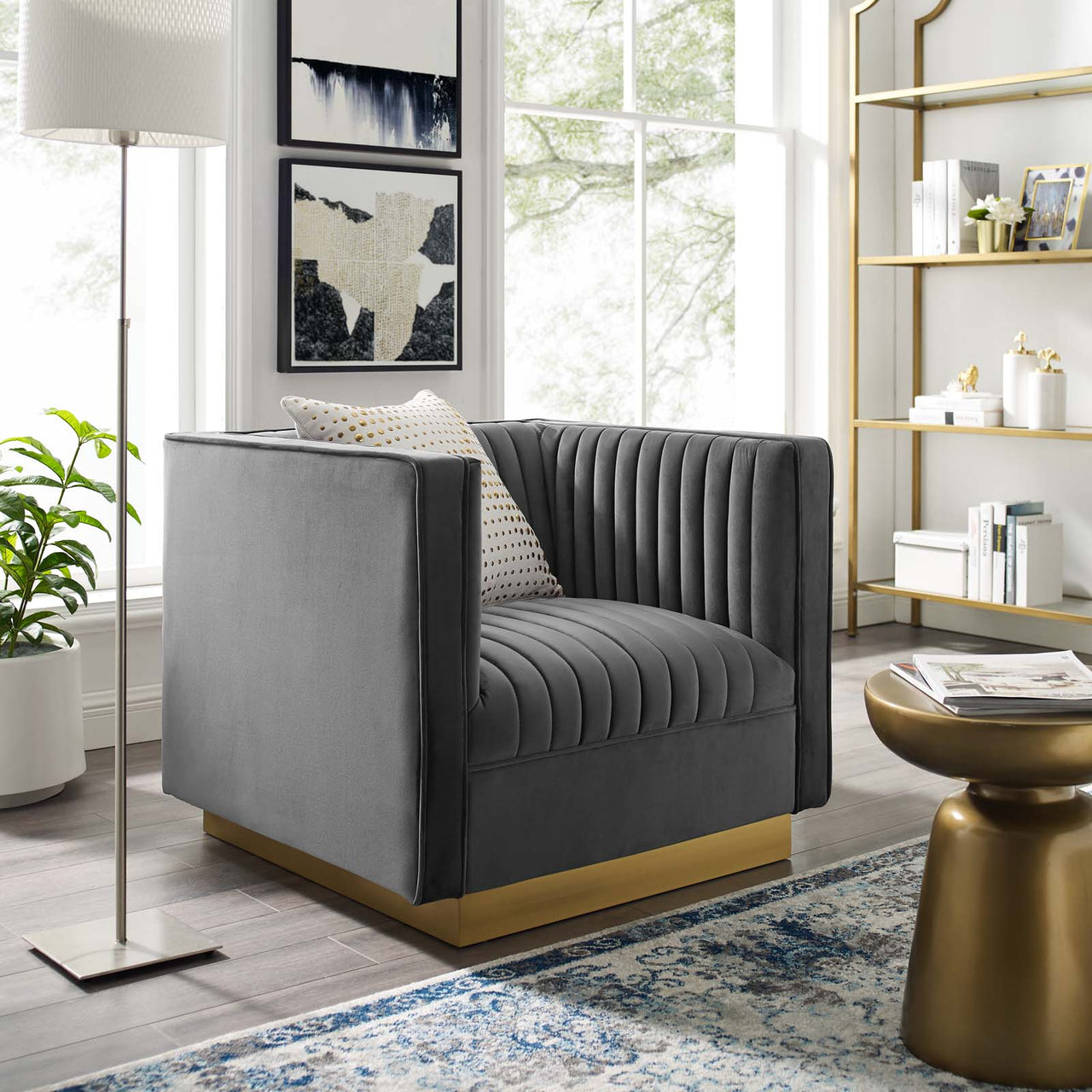 Vladimir Velvet Armchair, Gray