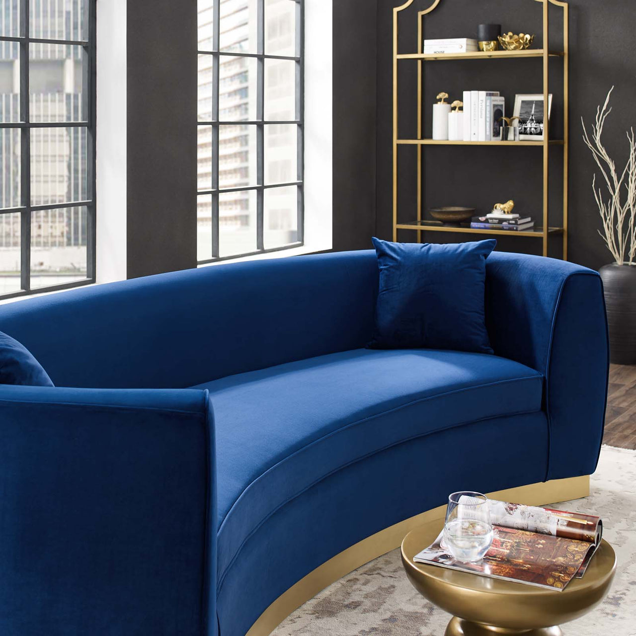 Sylvaraith Velvet Sofa, Navy