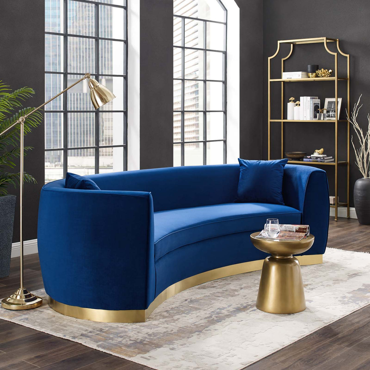 Sylvaraith Velvet Sofa, Navy