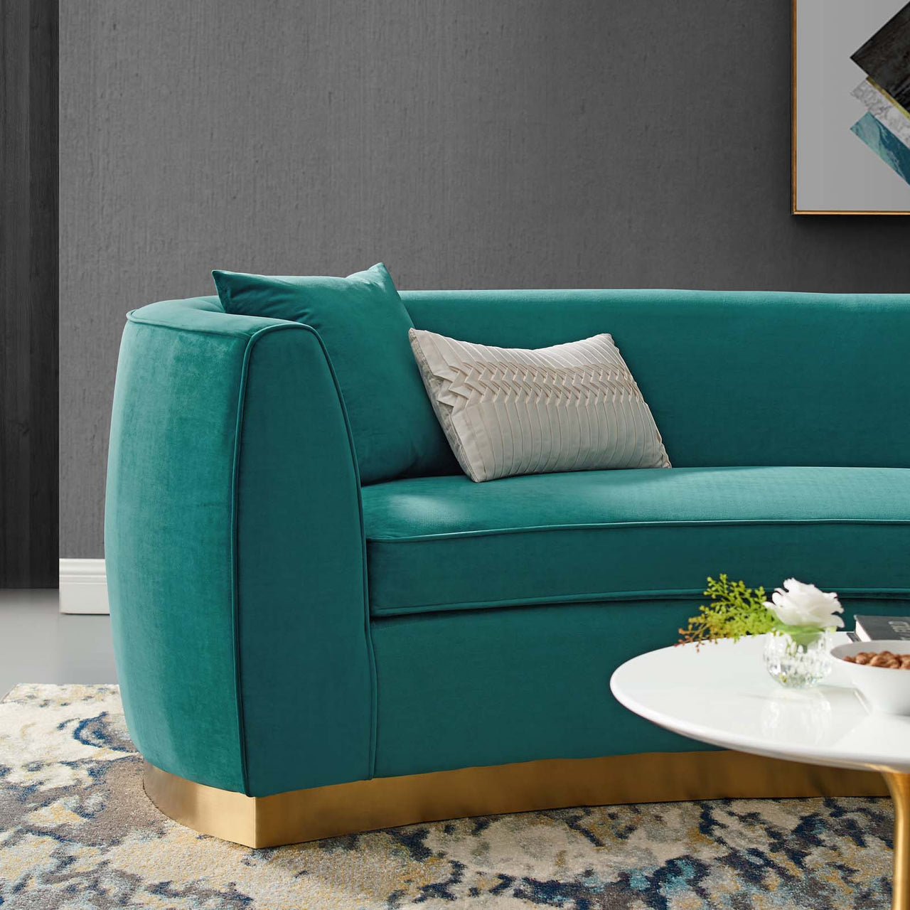 Sylvaraith Velvet Sofa, Teal