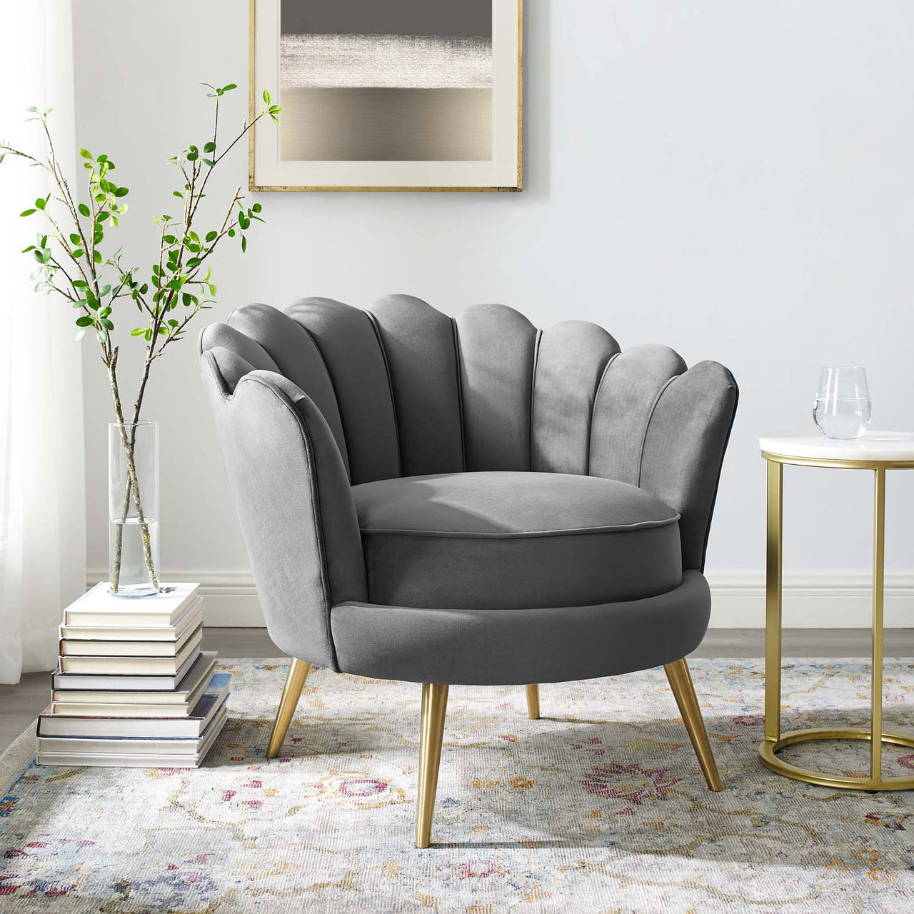 Lurell Upholstered Velvet Accent Chair, Gray