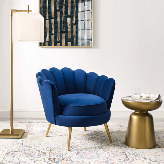 Lurell Upholstered Velvet Accent Chair, Navy