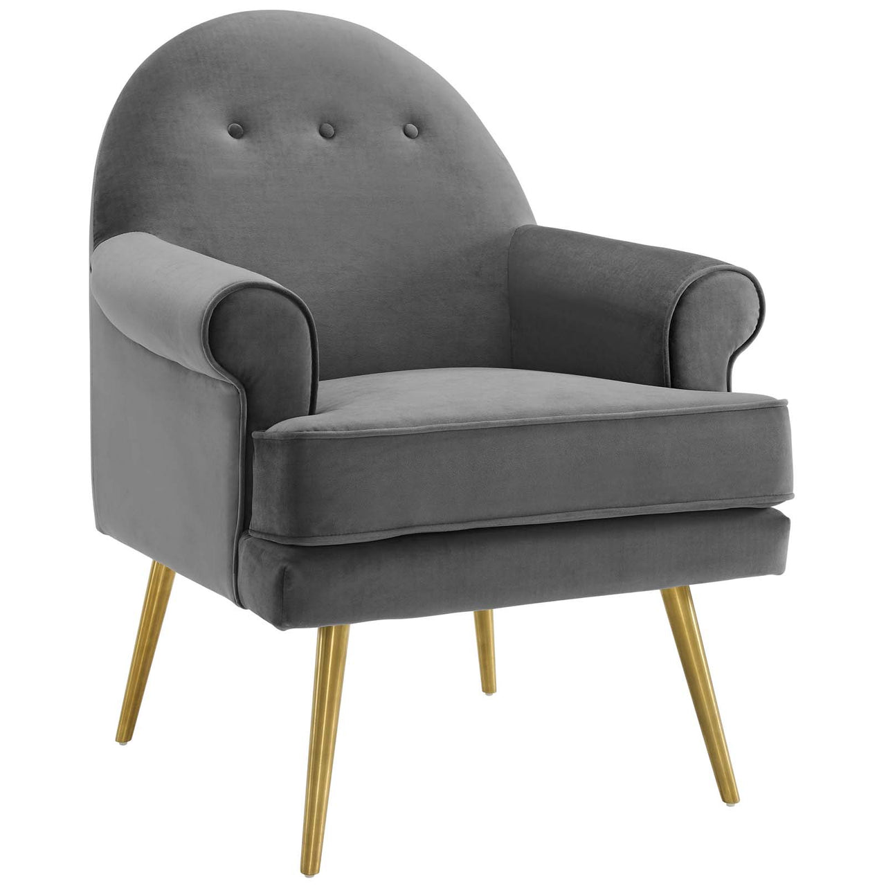 Marindi Plush Velvet Armchair, Gray