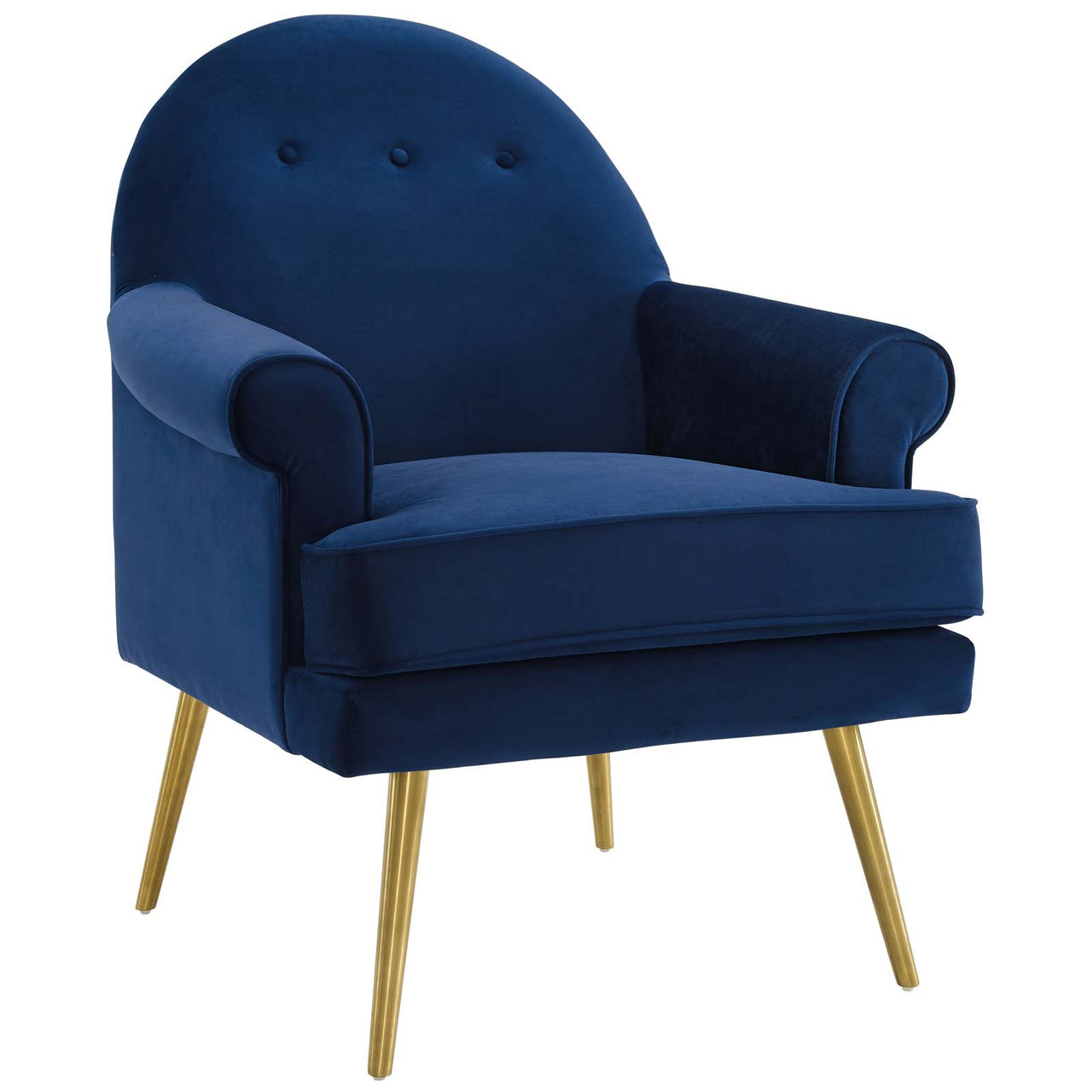 Marindi Plush Velvet Armchair, Navy