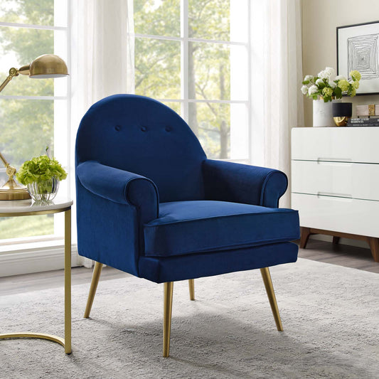 Marindi Plush Velvet Armchair, Navy