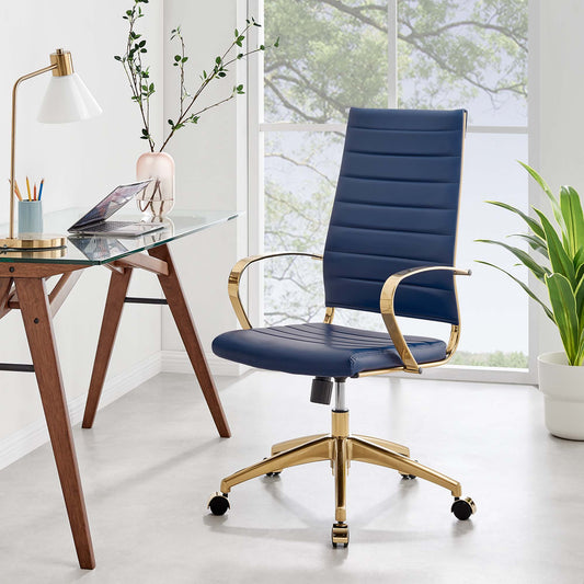 Office Flex Gold Stainless Steel Highback Office Chair, Gold & Navy