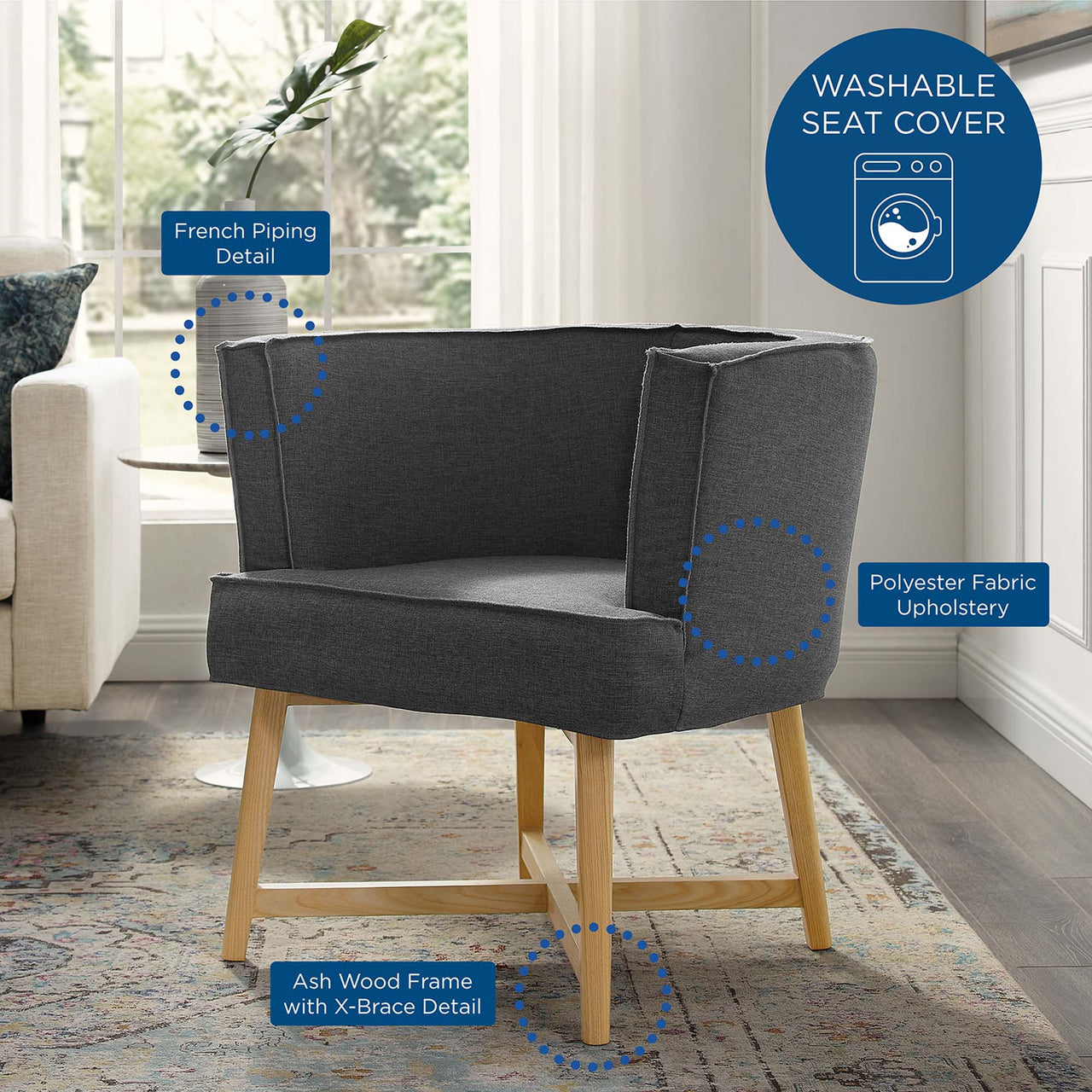 Haltrix Fabric Accent Chair, Gray