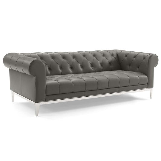 Luxerio Leather Sofa, Gray