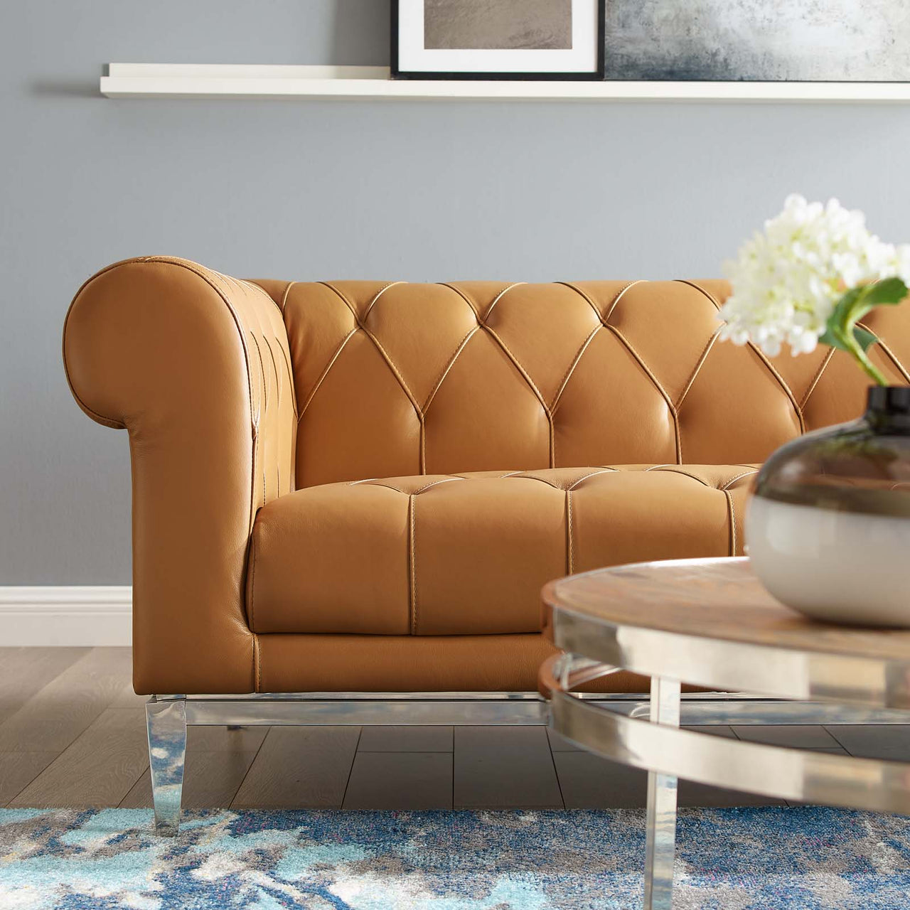 Luxerio Leather Sofa, Tan