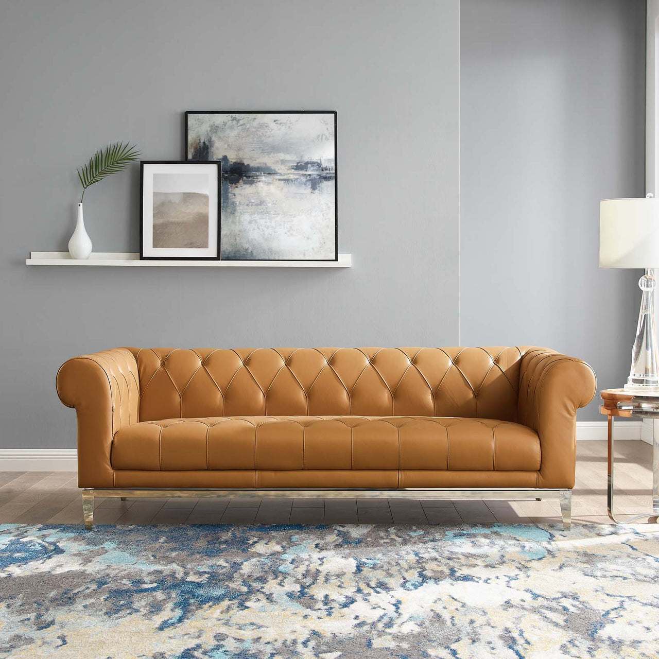 Luxerio Leather Sofa, Tan