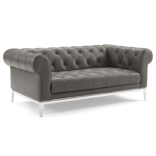Luxerio Leather Loveseat, Gray