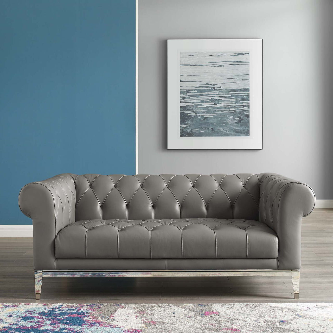 Luxerio Leather Loveseat, Gray