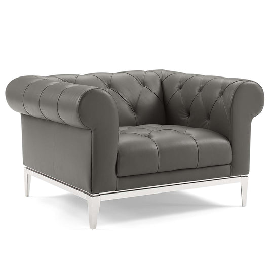 Luxerio Leather Armchair, Gray