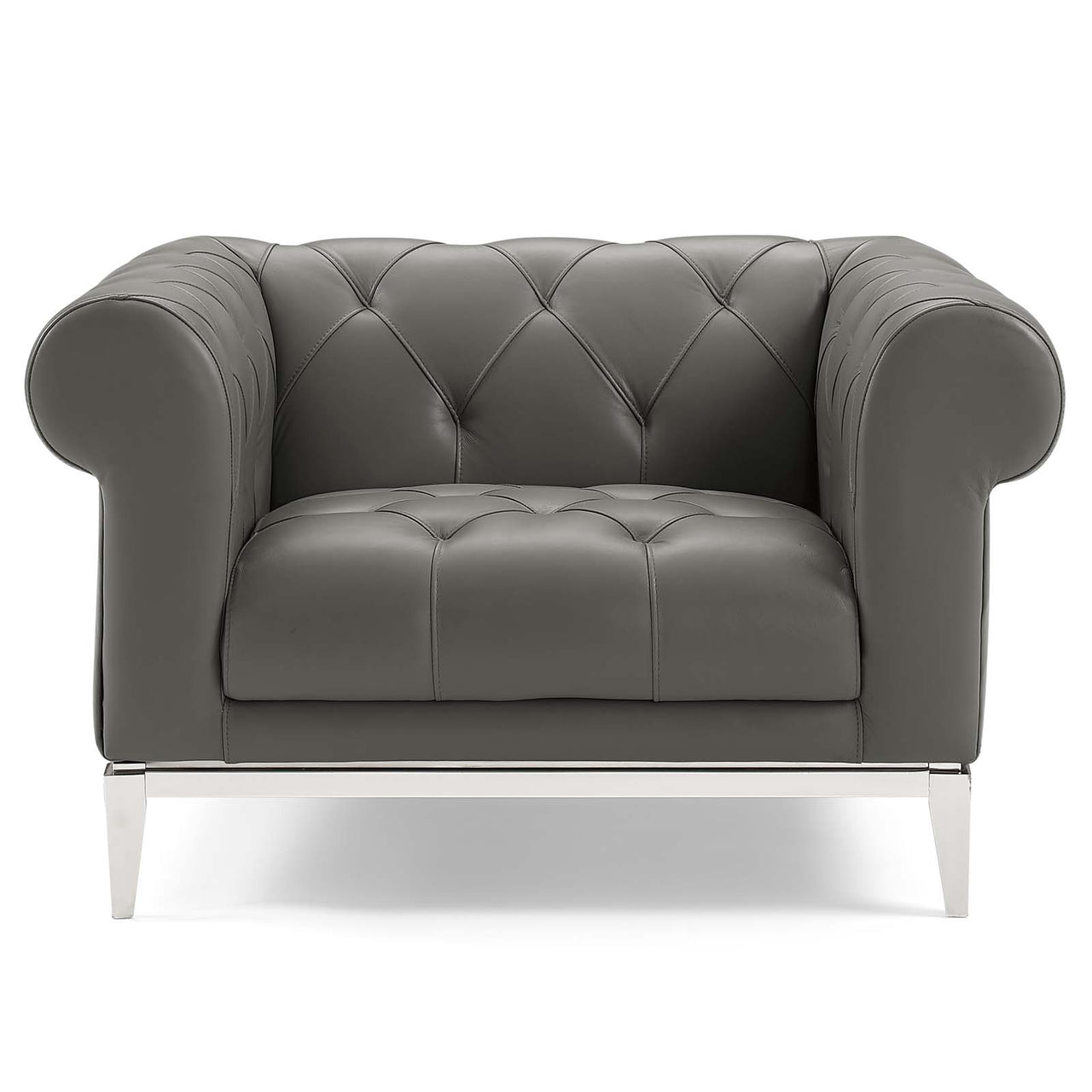 Luxerio Leather Armchair, Gray