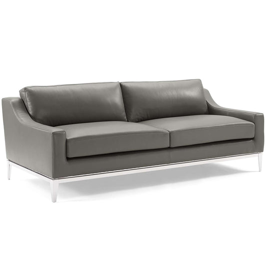Strathor Leather Sofa, Gray
