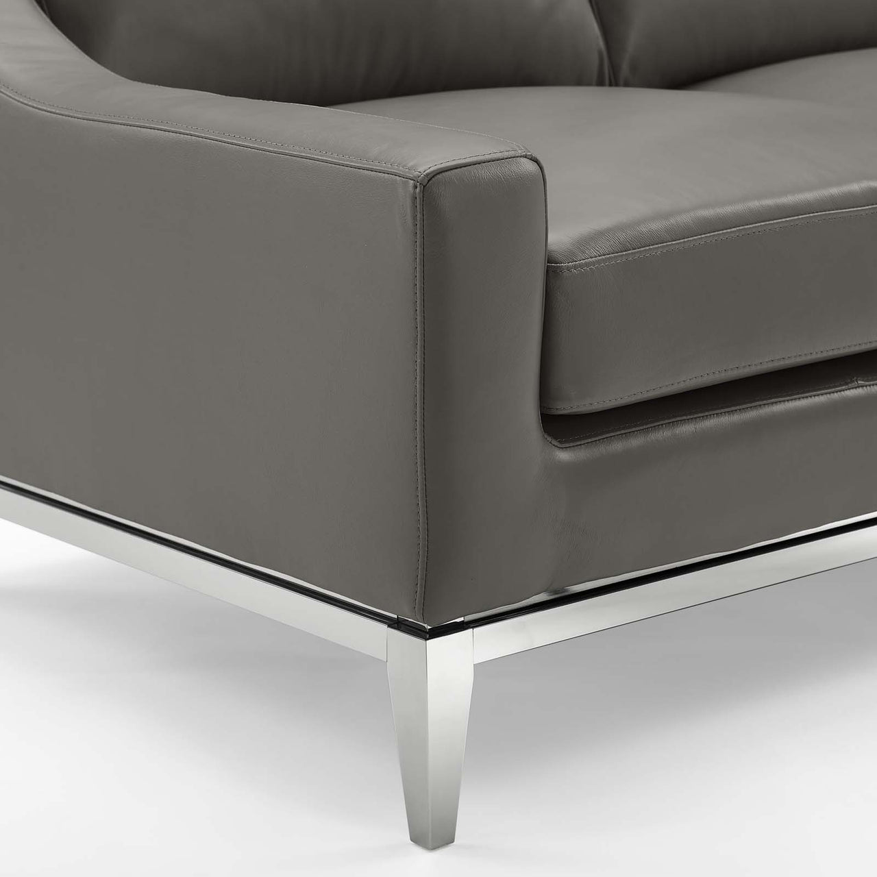 Strathor Leather Sofa, Gray