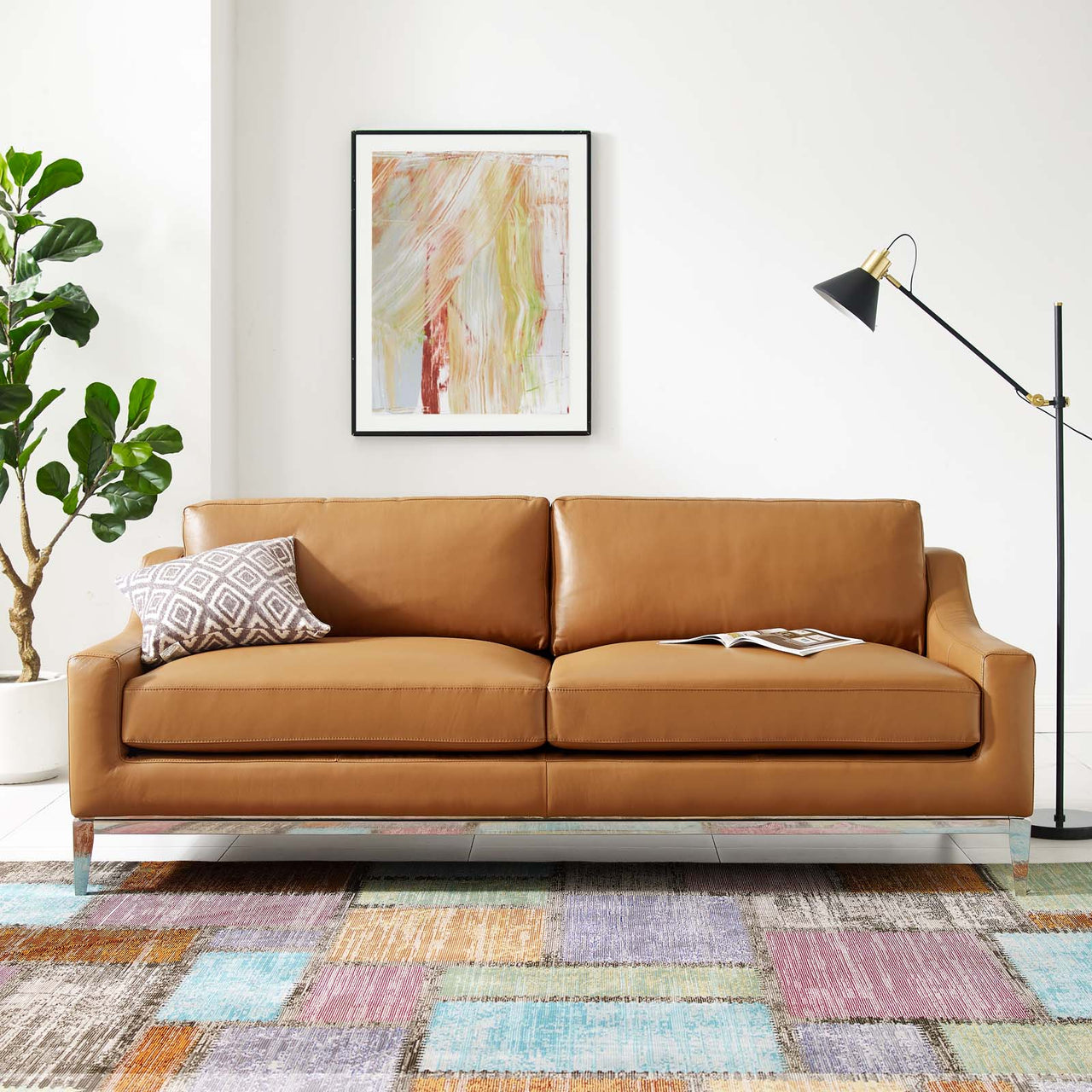 Strathor Leather Sofa, Tan