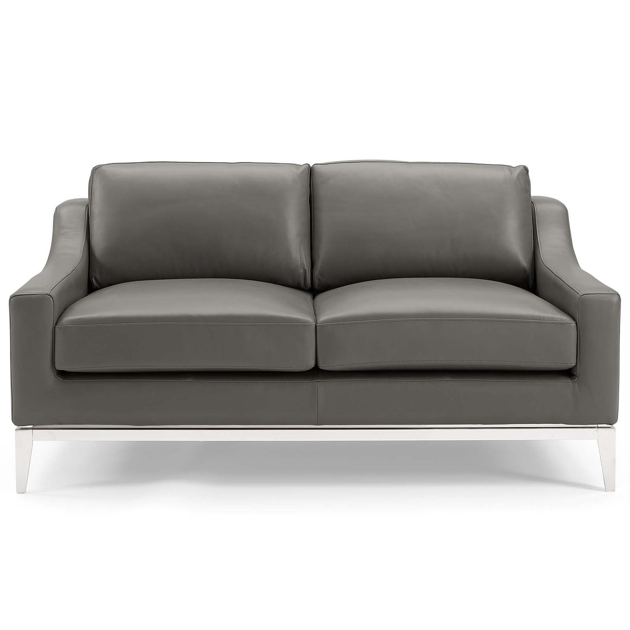 Strathor Leather Loveseat & Armchair Set, Gray