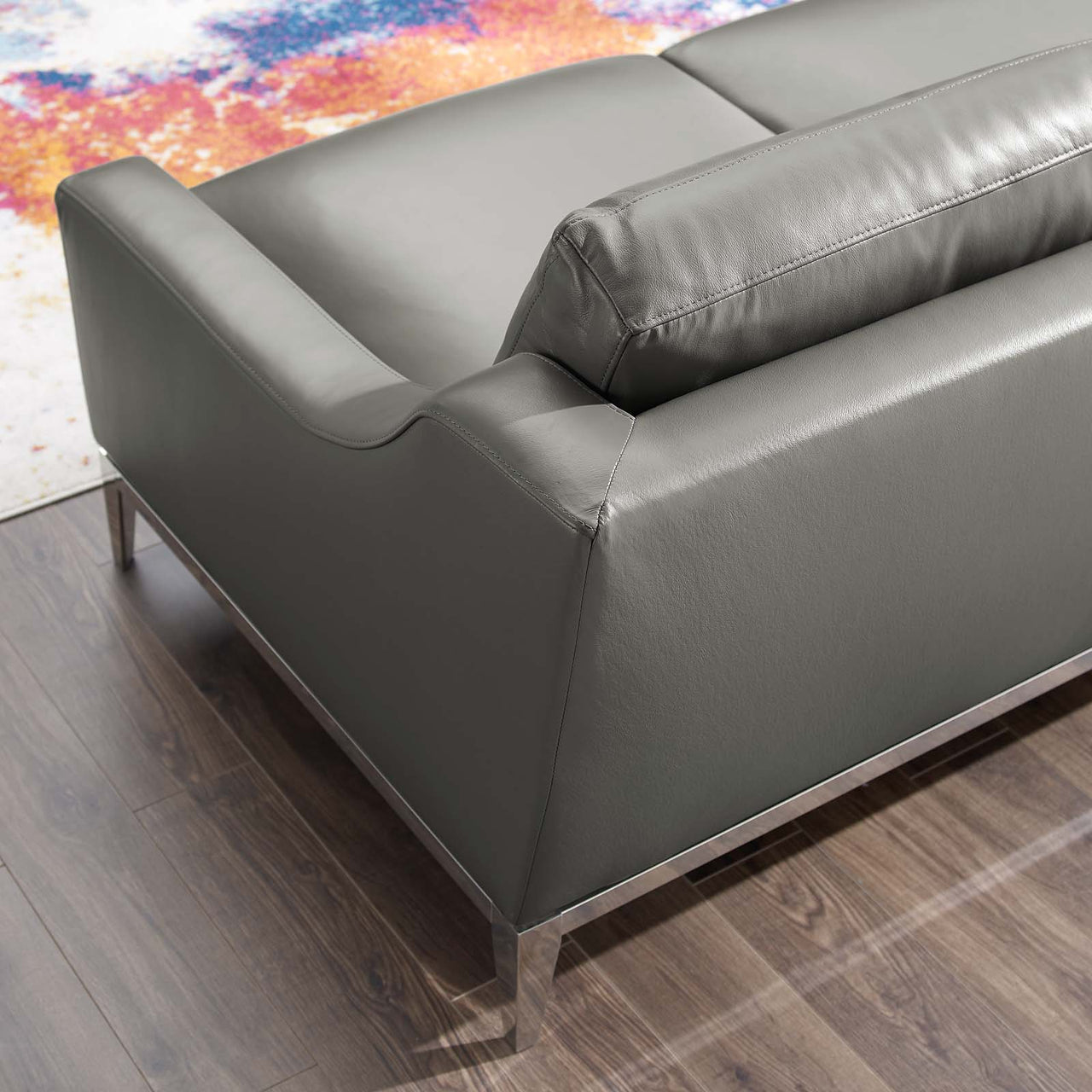 Strathor Leather Loveseat, Gray