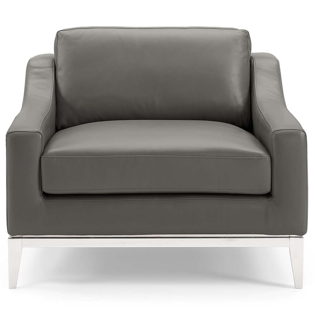 Strathor Leather Loveseat & Armchair Set, Gray