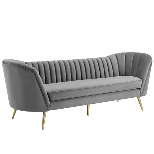 Venus Upholstered Velvet Sofa, Gray