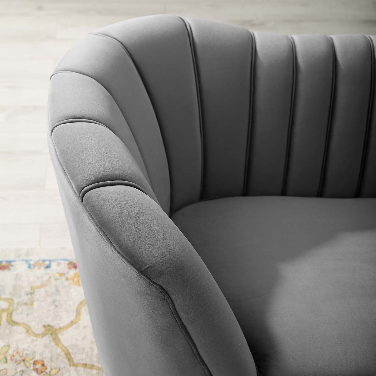 Venus Upholstered Velvet Sofa, Gray