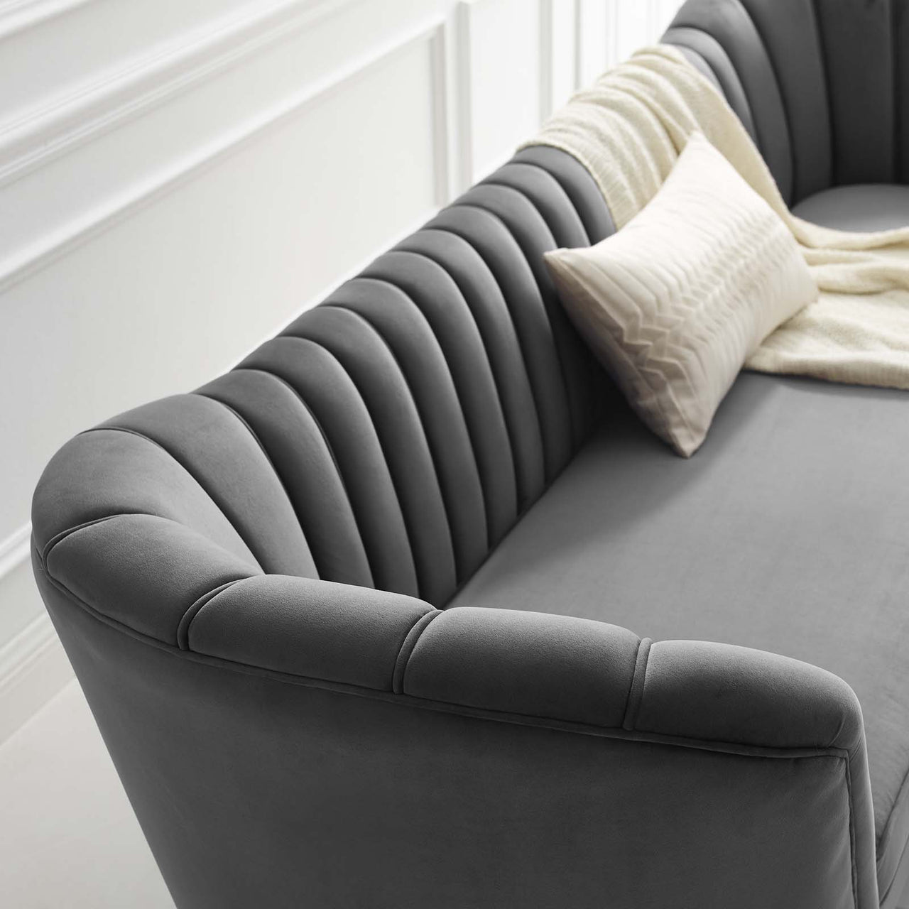 Venus Upholstered Velvet Sofa, Gray