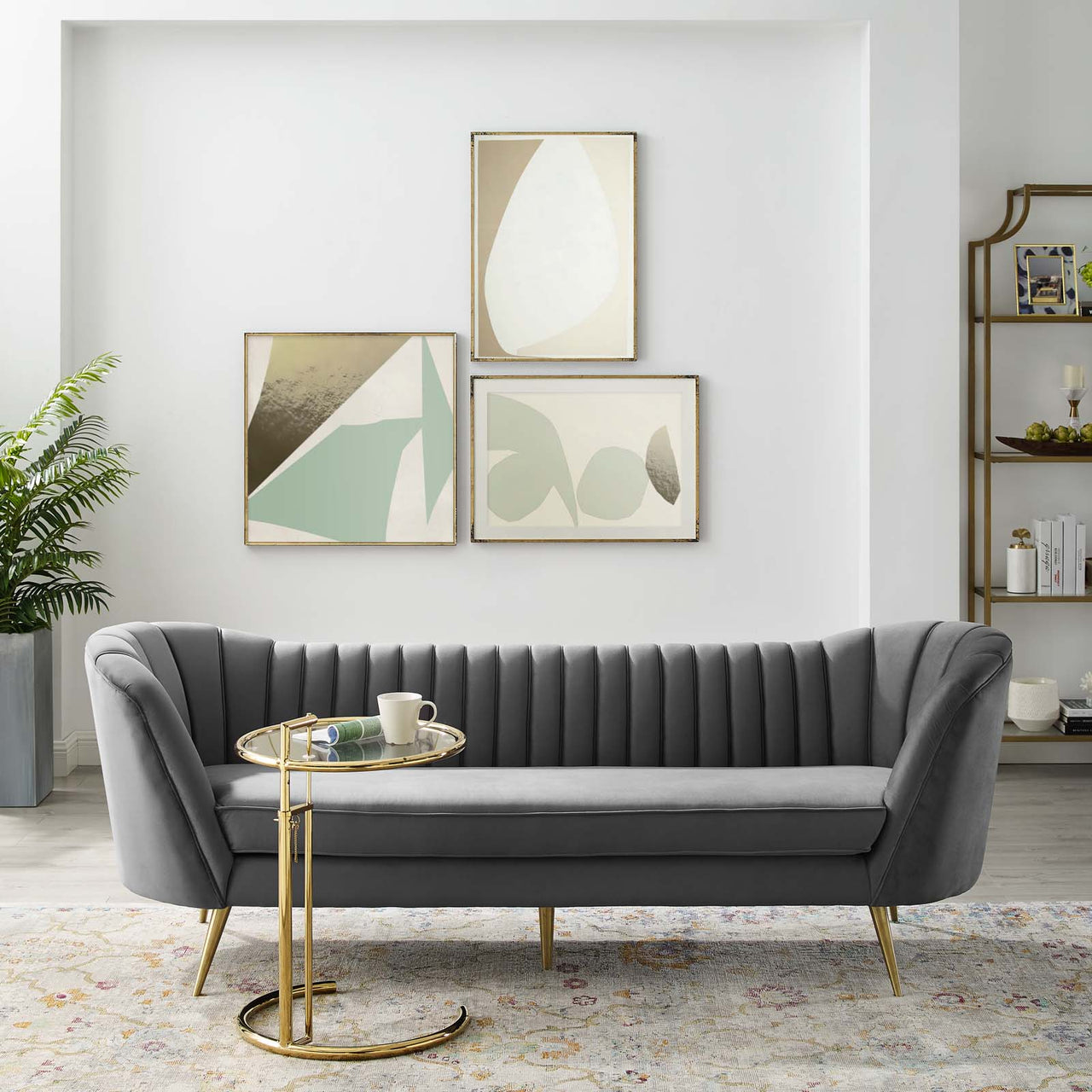 Venus Upholstered Velvet Sofa, Gray