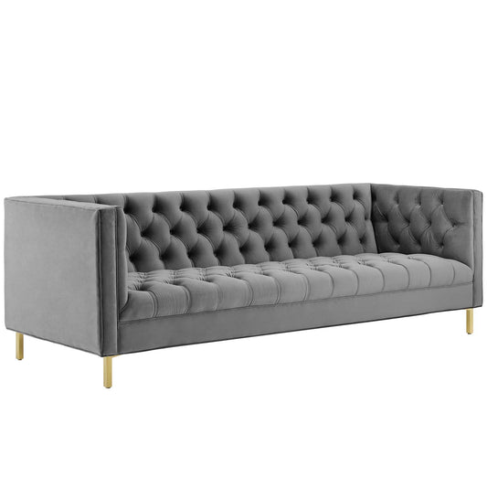 Capture Upholstered Velvet Sofa, Gray