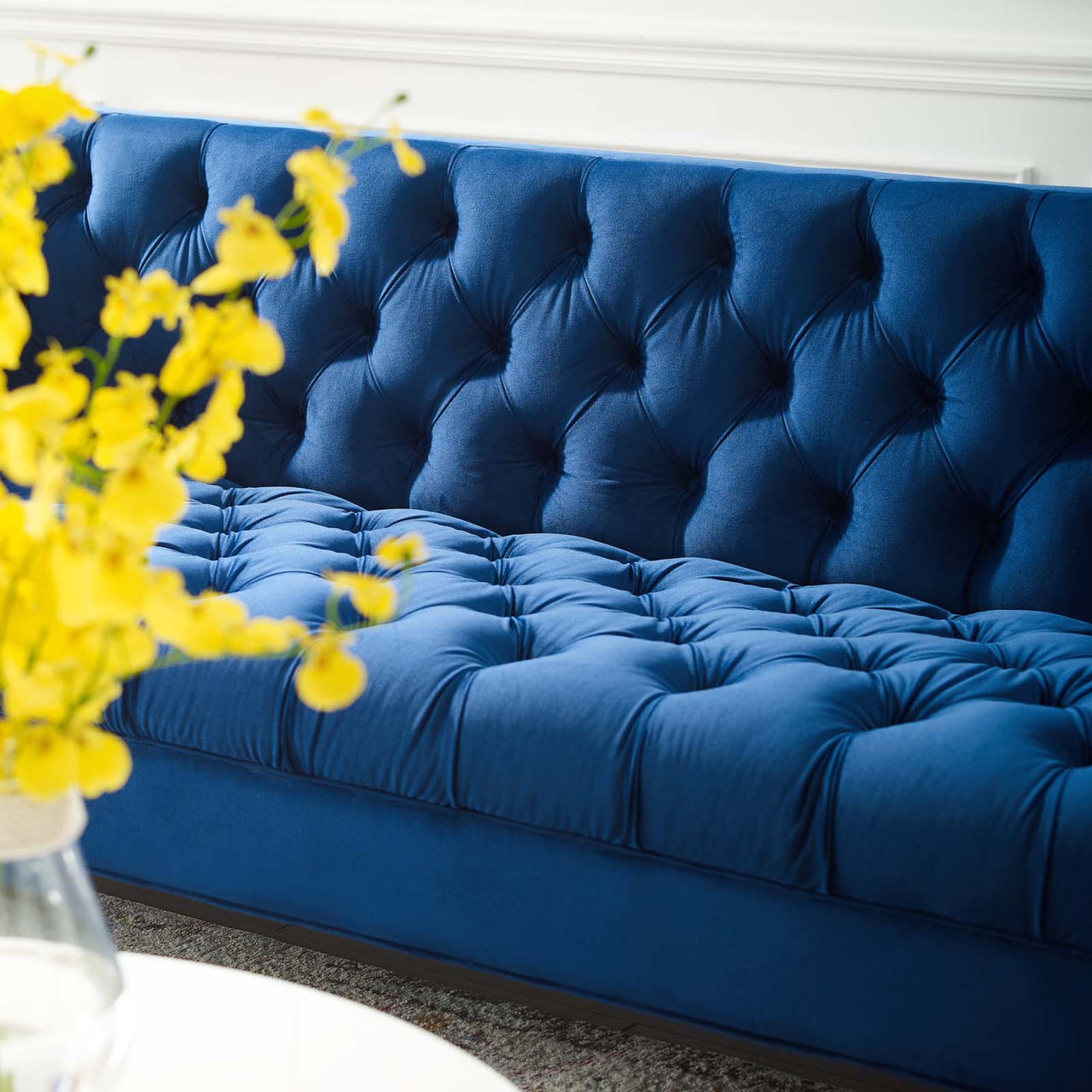 Capture Upholstered Velvet Sofa, Navy