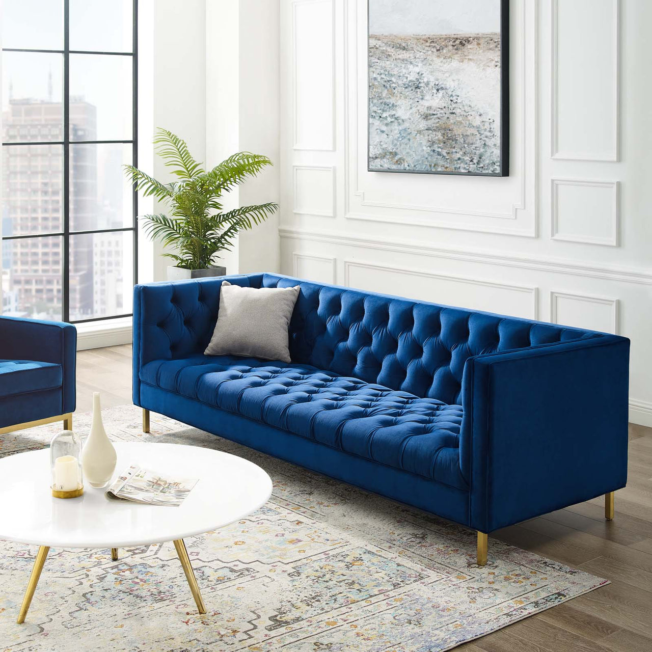 Capture Upholstered Velvet Sofa, Navy