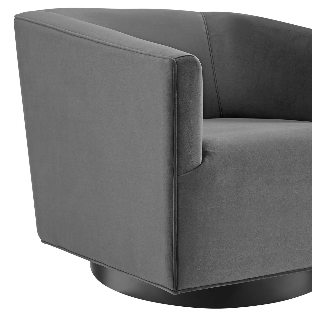 Windsor Upholstered Velvet Swivel Chair, Gray
